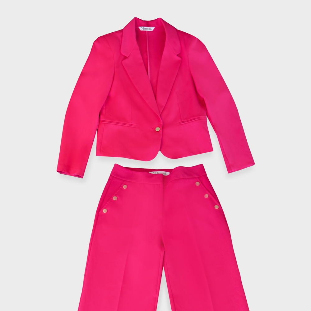 terno fucsia rosa chaqueta y pantalon de tela 4 mirmag confeccion ropa quito ecuador